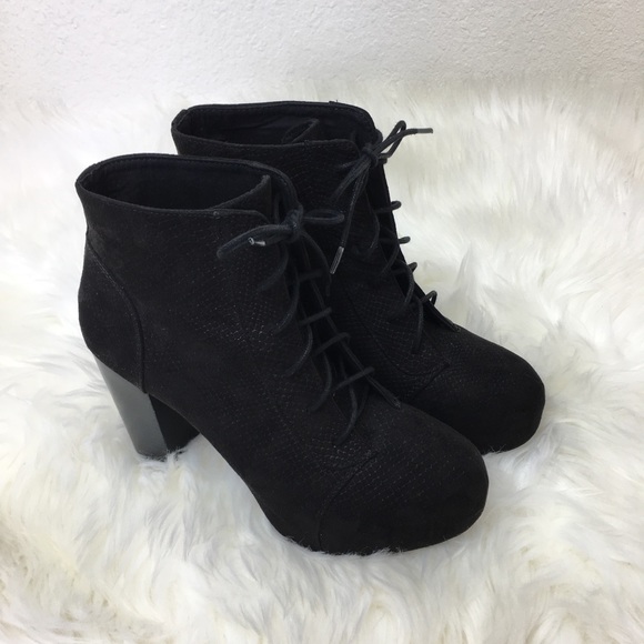 Divided Shoes - Divided black chunky heel combat boot size 8